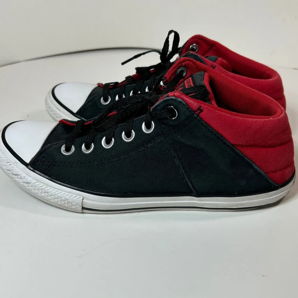 Converse Chuck Taylor All Star Axle Mid Black Red Junior Sneaker 663886F Size 6Y